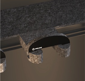 Detalle del soporte del mástil en fibra sintética