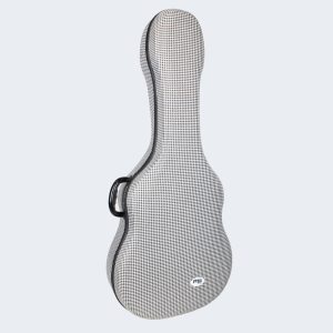 Estuche rígido de foam blanco y negro para guitarra española