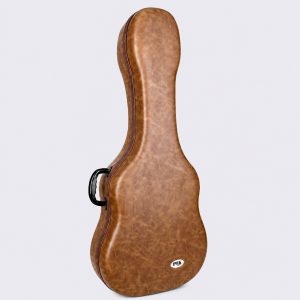 Estuche rígido de foam acabado piel marrón para guitarra española